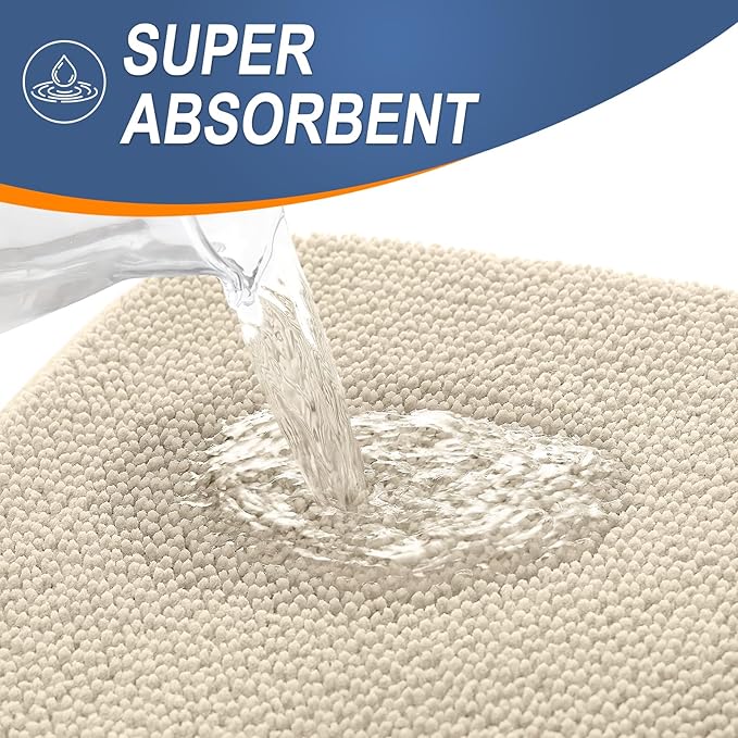 OLANLY Thick Memory Foam Bath Mat Rug 44x24, Extra Soft Absorbent Bathroom Rug, Quick Dry Bath Mats, Non-Slip, Machine Washable Carpet for Bathroom, Tub and Shower, Home Decor Accessories, Sand