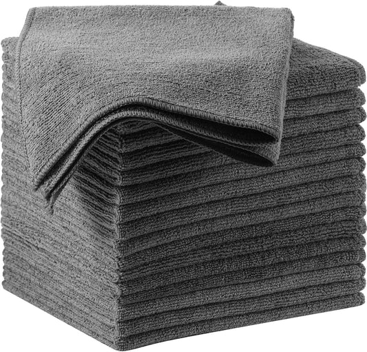 16 Pcs Microfiber Cleaning Cloth 16x16 Inch Microfiber Towels for Car Ultra Absorbent Cleaning Rags Reusable Lint Free Streak Free Detailing Towel for Car Washing Drying Dusting (Gray)