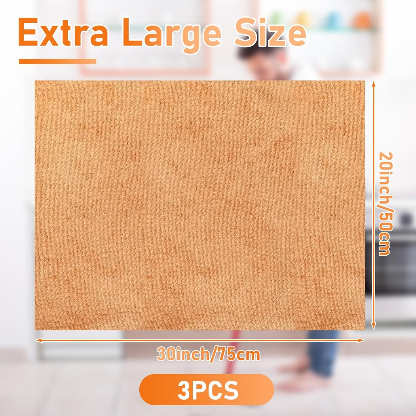 Newwiee 3 Pcs Extra Large Microfiber Cleaning Cloth 30" x 20" Washable Reusable Microfiber Towel Streak Free Lint Free Cloth for Cleaning Home Glass Office Window Bathrooms (Light Green,Blue,Orange)