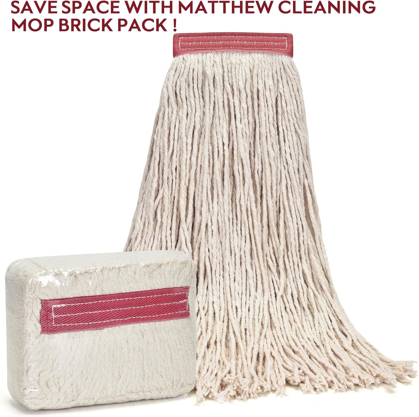 Matthew Cleaning 20oz 3Pack Cotton Floor Mop,Cotton Looped-Open String Heavy Duty String Refills, Universal Headband Blend,Mop Head Replacement for Home, Industrial and Commercial Use(White)