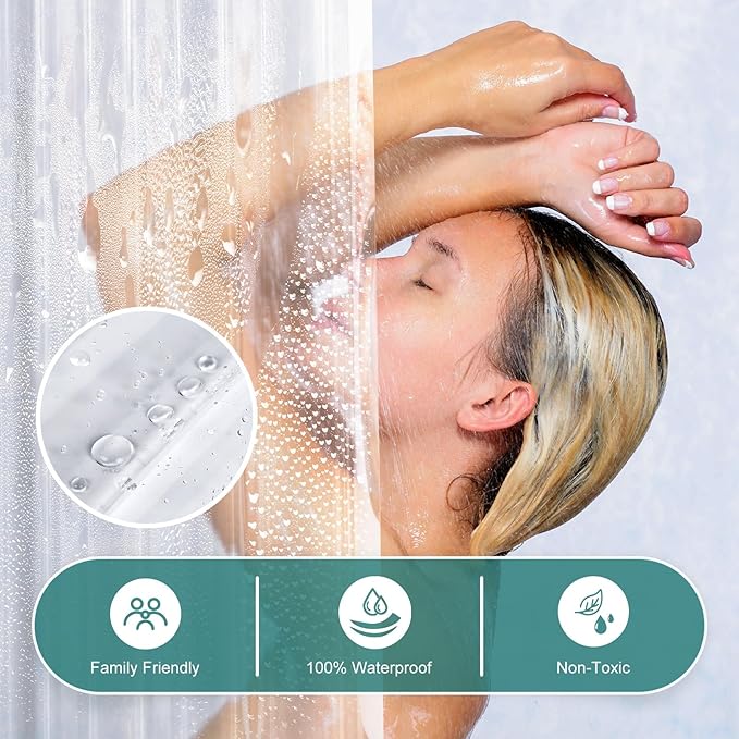 AmazerBath Heavy Duty Stall Shower Curtain Liner 12 Gauge, 36 x 72 Inches Clear Weighted Plastic Shower Liner with 2 Weighted Stones and 6 Rustproof Metal Grommet