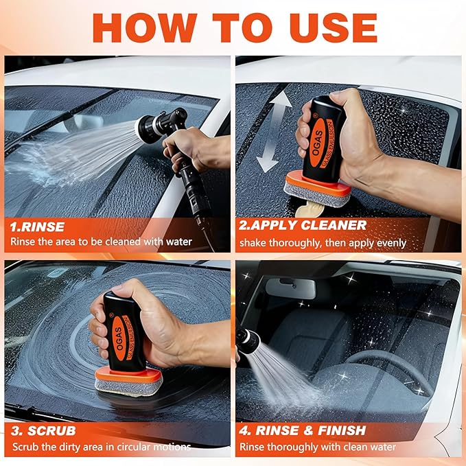 2PCS Glass Oil Film Remover for Car,Roll-On Glass Compound with Cleaning Board,Removes Oil Film & Smudges,Universal Anti-Rain Fog Brush