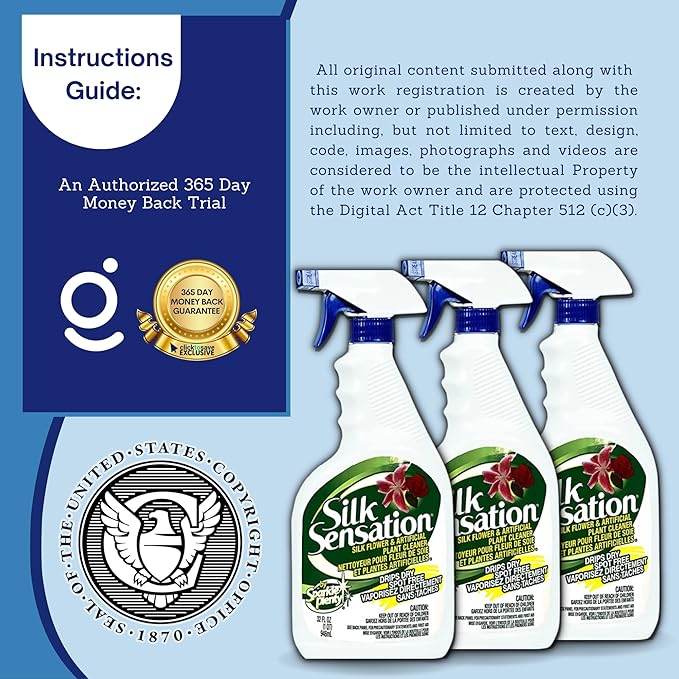 Sparkle Plenty Silk Sensation Artificial Flower & Plant Leaf Cleaner - Fake Flower Dusting Spray - Silk Plant Cleaner Spray No Wipe - Drip Dry Cleaning Supplies for Artificial Tree (32 oz, 3 Pack)