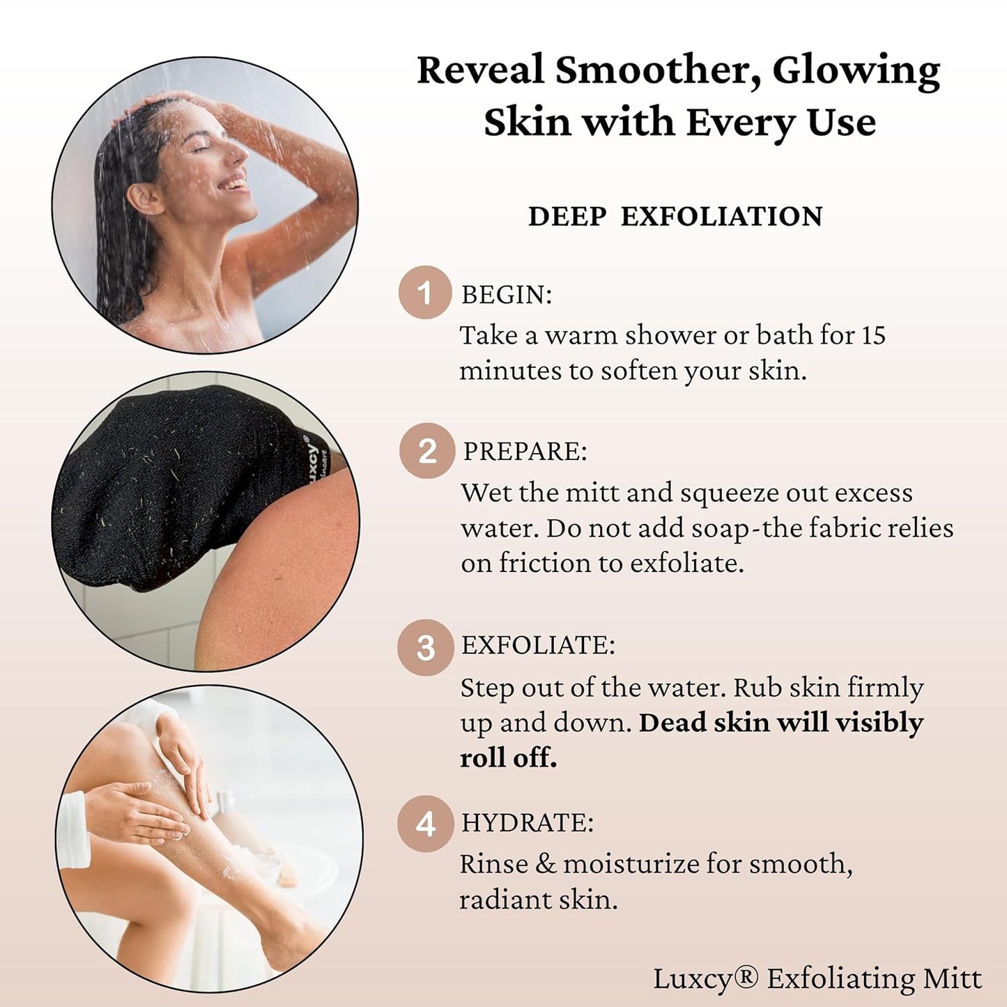 Premium Korean Exfoliating Mitt & Body Scrubber Glove, Viscose Fiber Dead Skin Remover for Smooth, Radiant Skin, Shower Skincare, Keratosis Pilaris Treatment & Self-Tan Prep (1 Pack)
