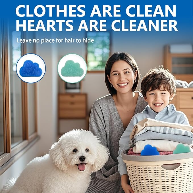Pet Hair Remover for Laundry, 6PCS Reusable Lint Remover for Laundry Pet Hair Catcher, Effective Pet Hair Catcher for Washing Machine,Blue&Green