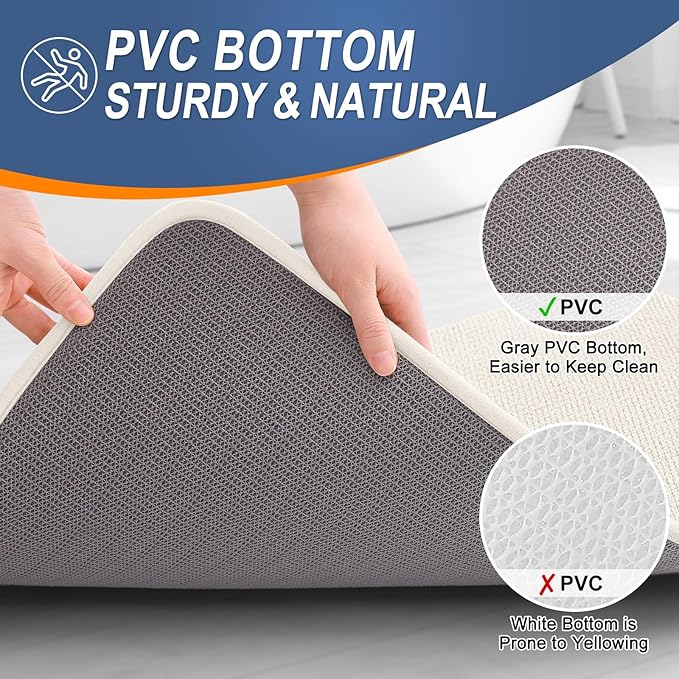 OLANLY Thick Memory Foam Bath Mat Rug 44x24, Extra Soft Absorbent Bathroom Rug, Quick Dry Bath Mats, Non-Slip, Machine Washable Carpet for Bathroom, Tub and Shower, Home Decor Accessories, Ivory