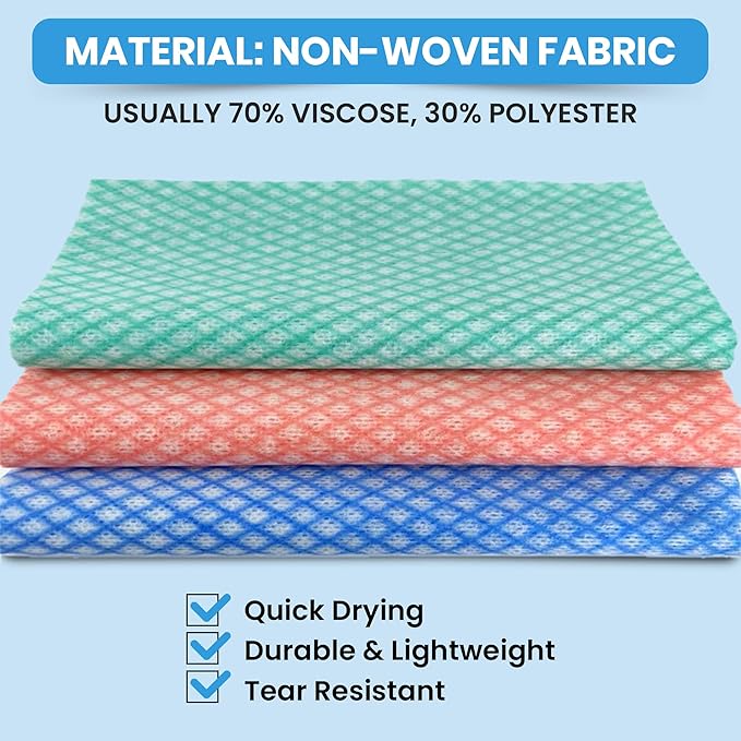 Disposable Cleaning Cloths, 50 Packs, 13.8"x15.8" Reusable Kitchen Towels, Soft Absorbent Multipurpose Household Cleaning Towels, Disposable Dish Cloths for Kitchen, Stove, Bathroom, Handy Wipes, Blue