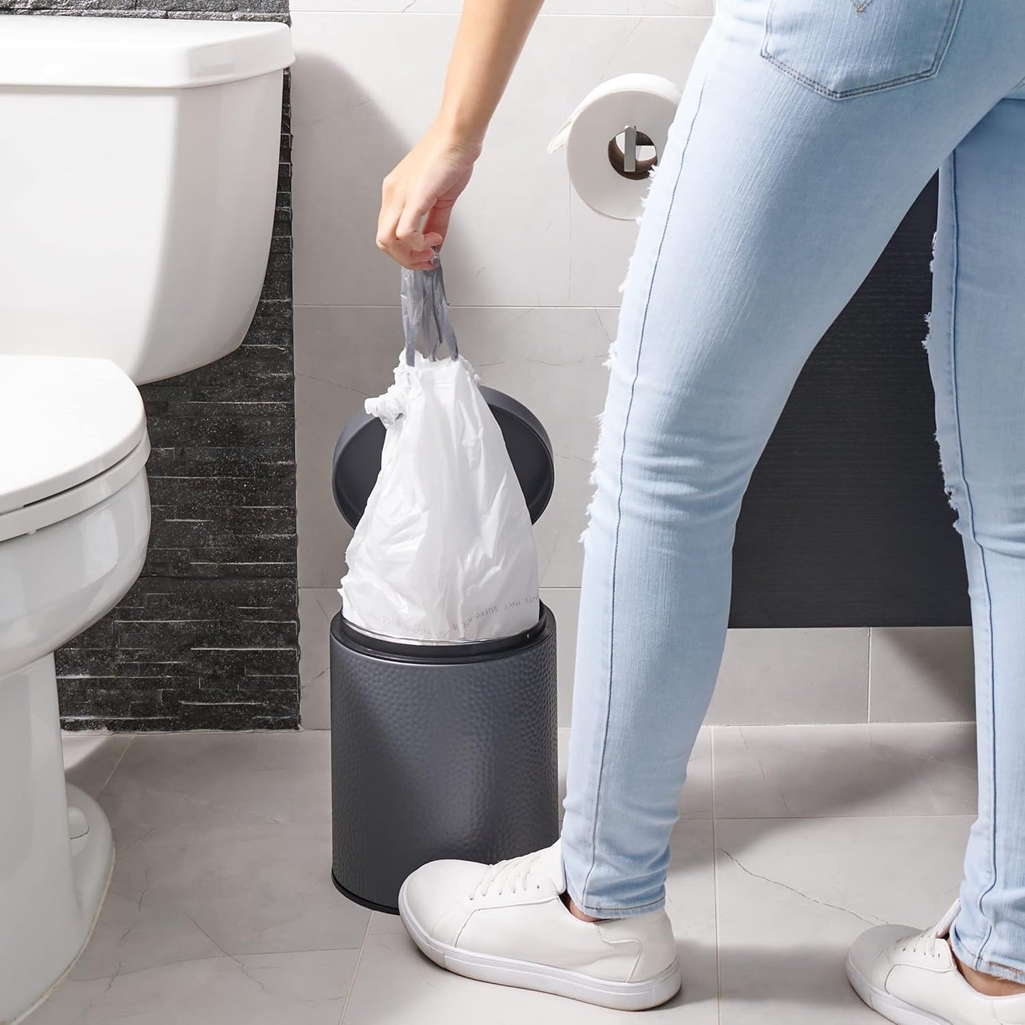 Plasticplace 6 Gallon Trash Bags, 0.7 Mil, White Drawstring Garbage Can Liners, 17" x 20" (100 Count) (Pack of 6)