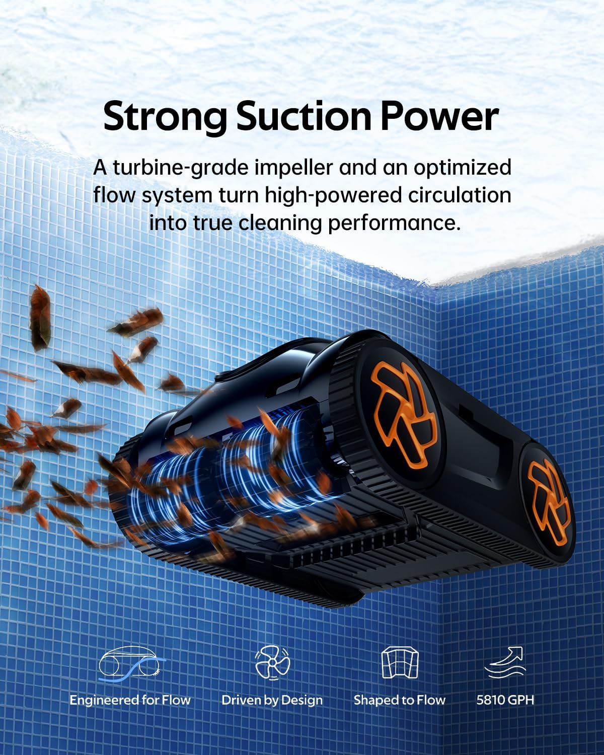 Pool Cleaner K40, 4H Runtime Cordless Robotic Pool Vacuum for Inground & Above Ground Pools, AI Timer, Smart Navigation, Self-Parking, App Support, Touchscreen, Cleans Floor, Wall & Waterline