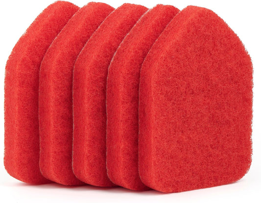 Replacement Scrubber Refill for Moku Home Extendable Tub Tile Shower Brush for Cleaning Non-Scratch (5X Scrubber Sponge Red)