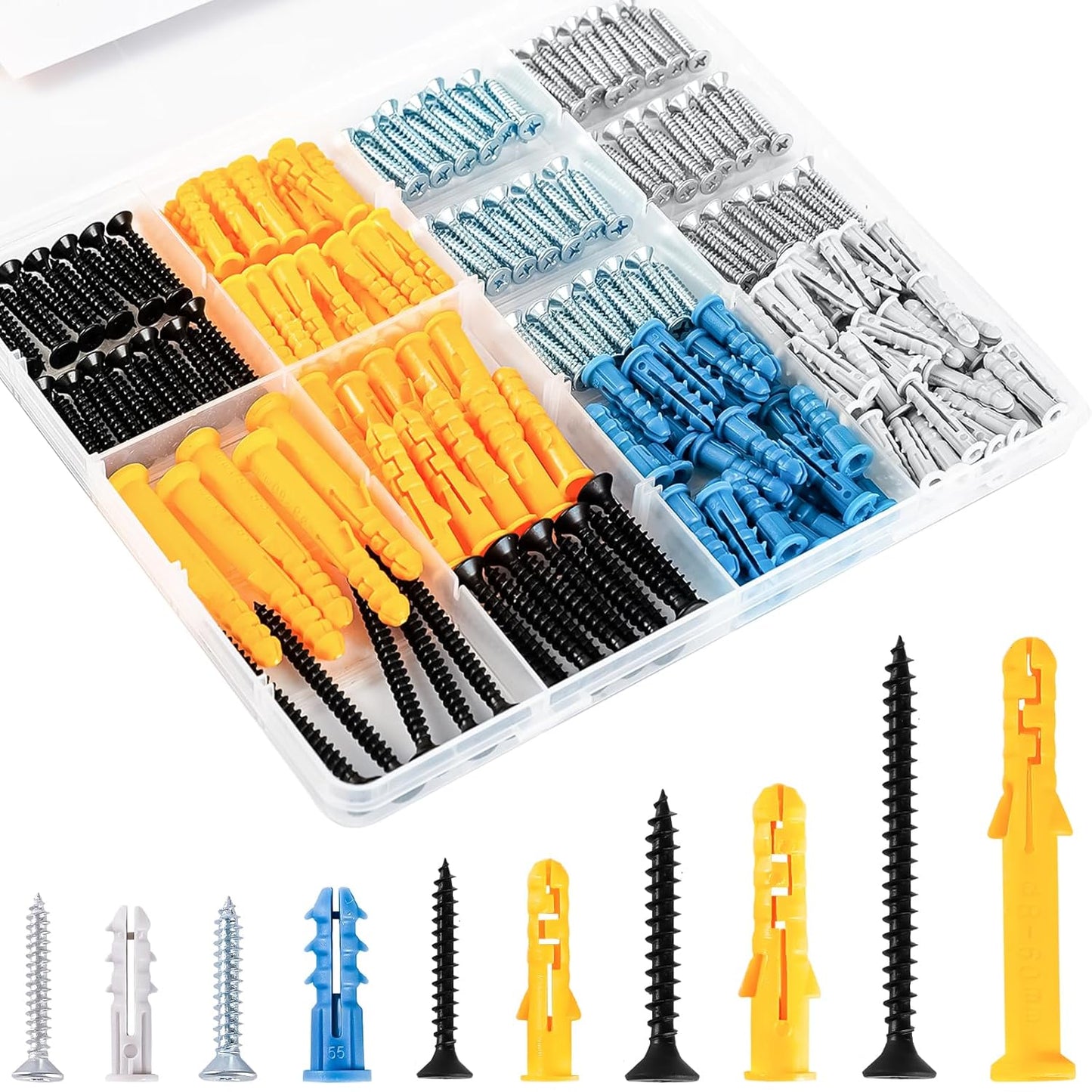 KURUI Wall Anchors Kit for Hanging Wall Art Decor, 270Pcs Picture Hangers Assortment Kit for Drywall Concrete Brick, 135 Screws and 135 Drywall Anchors,Replace Picture Hanging Nails for Frame Tapestry