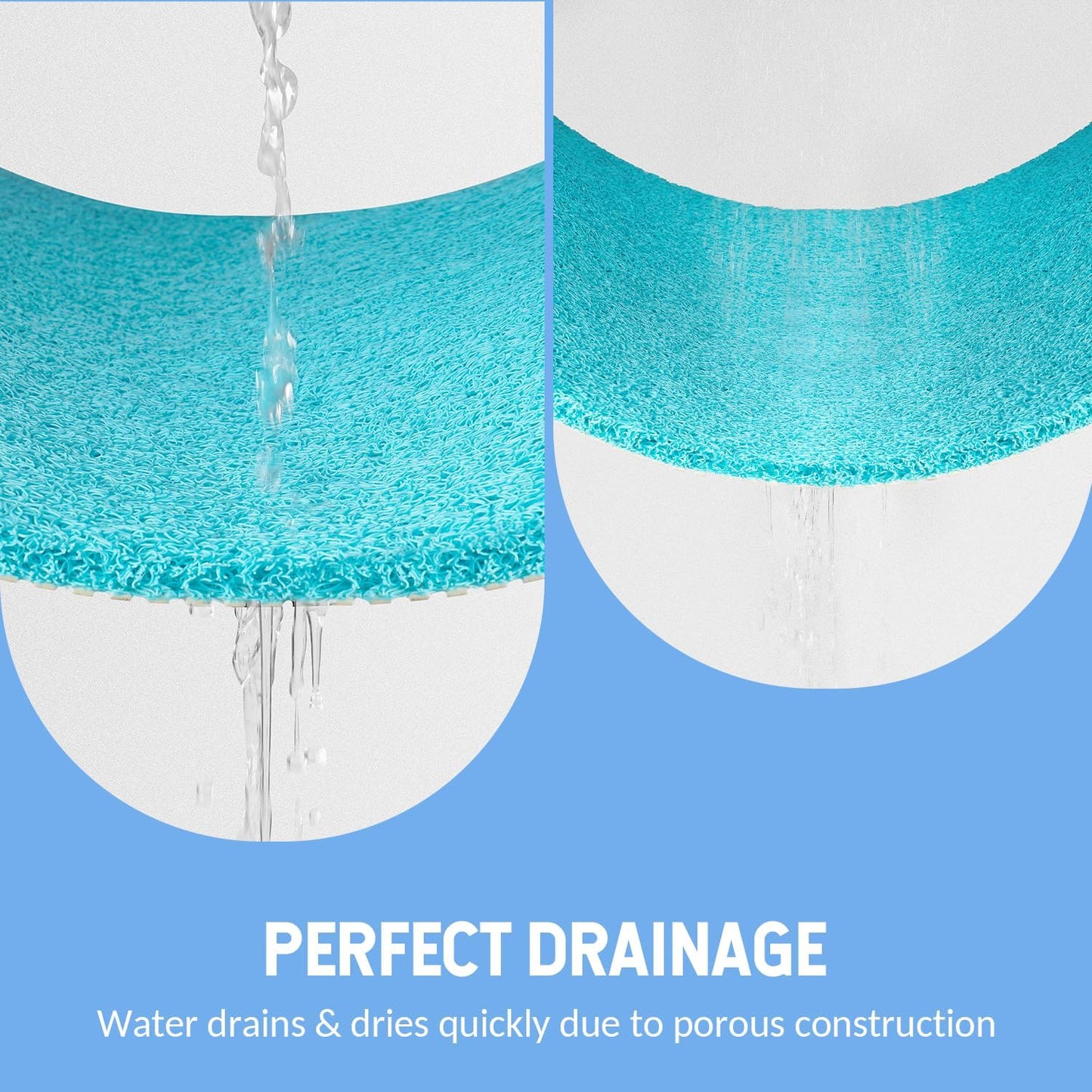 Non-Slip Bathtub Mat, Anti Slip Shower Mat, Fast Drying Bathtub Mats, Foot Scrubber Mat, Anti Slip Mat for Tub, Floor, Bathroom, Kitchen, Home, Hotel (Turquoise Blue 24"×24")