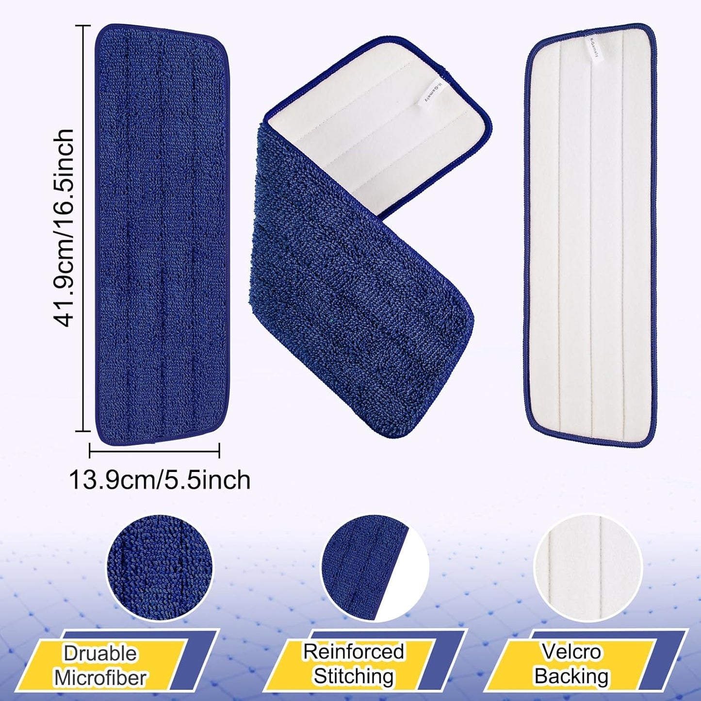 8 Pack 16.5 inch Reusable Mop Pads Microfiber Spray Mop Replacement Heads for Wet/Dry Mops Compatible with Bona Floor Care System