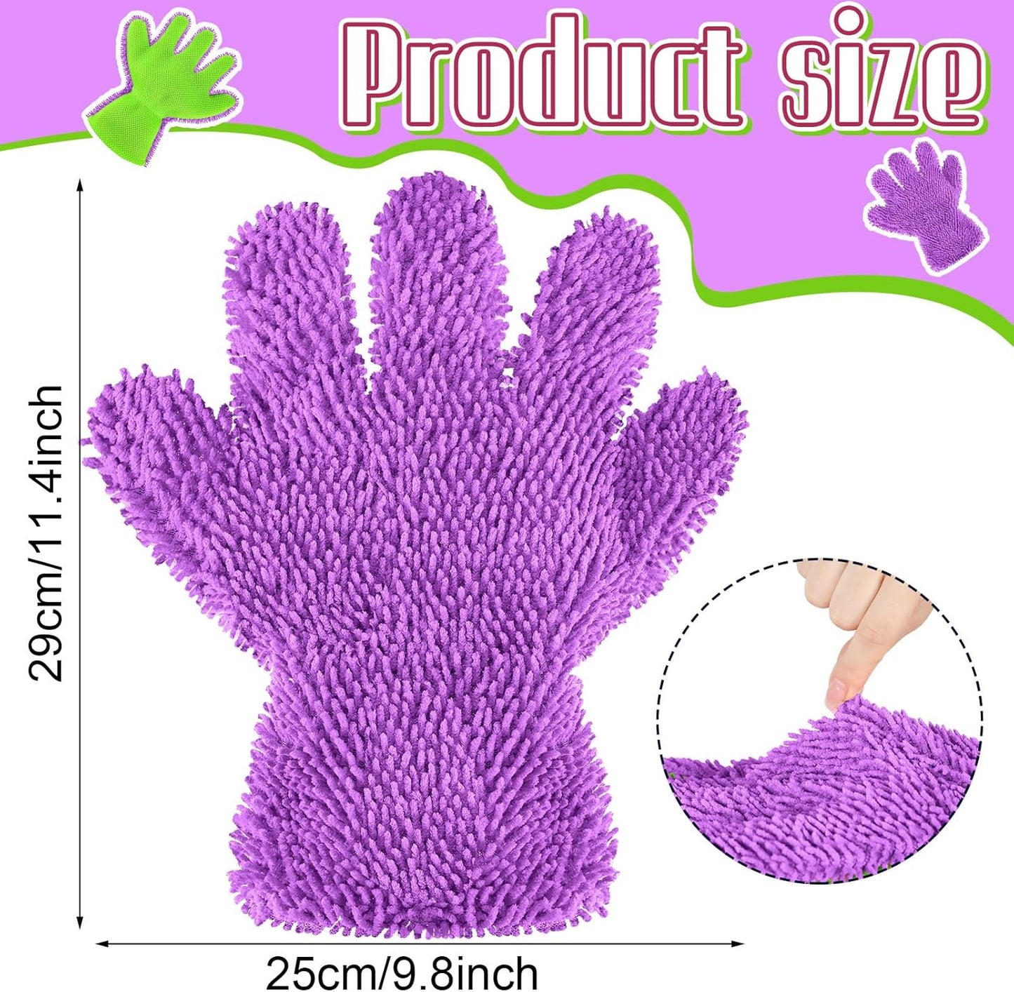 Ferraycle 2 Packs Car Wash Mitt 5 Finger Microfiber Wash Mitts Auto Car Dusting Gloves Double Sided Cleaning Gloves for Kitchen Home(Blue and Black)