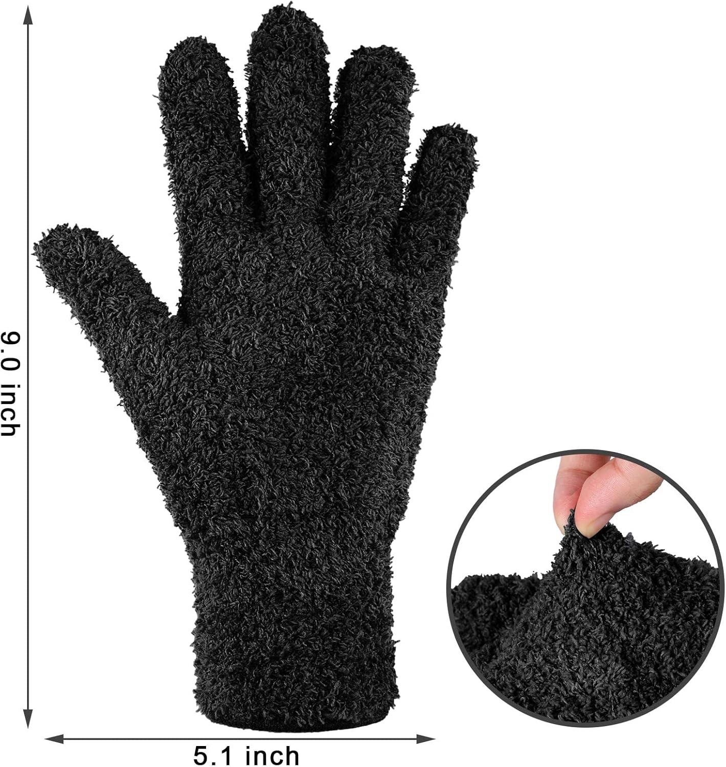 Bencailor 6 Pairs Microfiber Dusting Gloves, Dusting Cleaning Gloves Microfiber Gloves for Plants House Blinds Car Dust Mitt (Black,Medium)