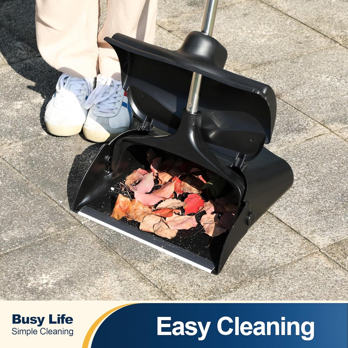 Yocada Commercial Dustpan with Wheels and Windproof Cover Indoor&Outdoor Commercial Dustpan for Courtyard Garage Kitchen Office Mall Lobby Sweep Dust Fallen Leaves Pet Hair Floor Rubbish