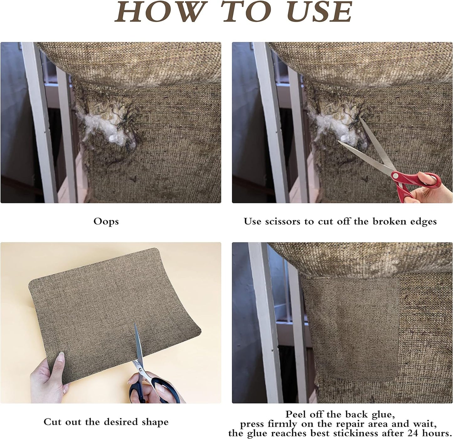 Coarse Linen Repair Patches, Self-Adhesive Linen Fabric Patches, 12X40 inch Extra Size, Multi Color, Can be Used for Linen Sofa Repair and Linen Clothes Repair(12" x 40",Beige 1.0)