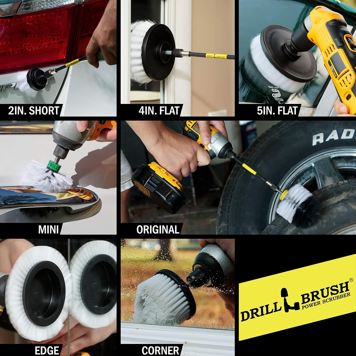 Drill Brush Power Scrubber by Useful Products - Carpet Cleaner - Car Cleaning Kit - Car Wash Kit - Glass, Glass Cooktop, Upholstery Cleaner - Upholstery Brush For Auto Detailing - Pet Hair Remover Set