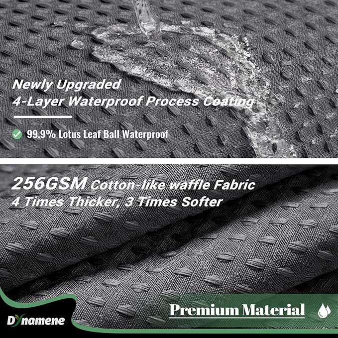 Dynamene 78 Inch Long Shower Curtain, Tall Waffle Fabric Shower Curtains for Bathroom, Hotel Waterproof Cloth Shower Curtain Liner Set with Hooks, Snap in Liner, Mesh Top Window, Charcoal Grey, 72x78