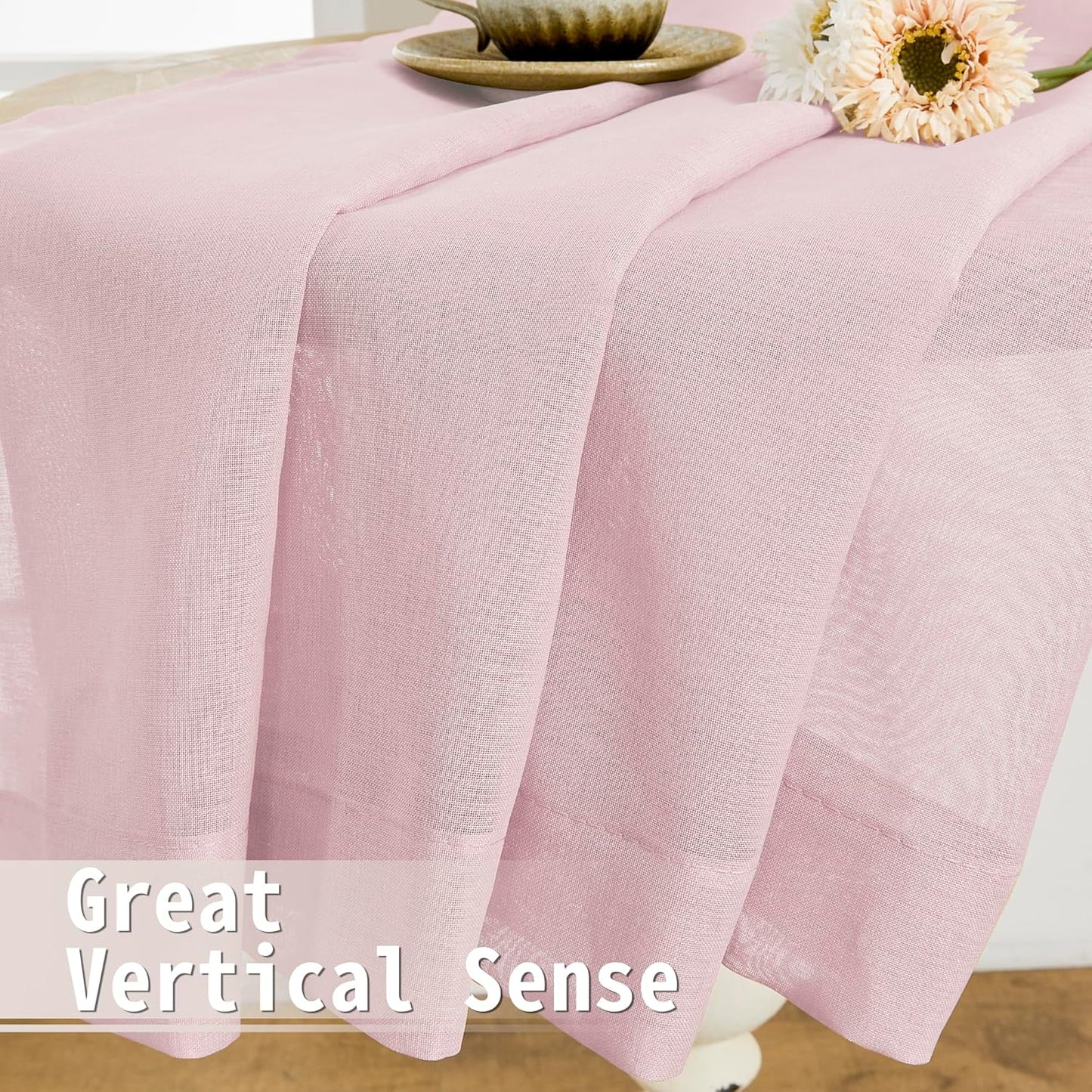 Tollpiz Sheer Door Curtain Closet Linen Textured Curtain Sheers Doorway Light Filtering Voile French Door Rod Pocket Curtains Patio Glass Door, 25 x 80 inches Long, Pink, Set of 1 Panel