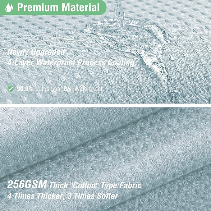 Dynamene Stall Fabric Shower Curtain - 36x72 Waffle Weave Heavy Duty Cloth Shower Curtains for Bathroom, Neutral Weighted Hotel Spa Luxury Bath Curtain Set with 6 Plastic Hooks, Fog Blue