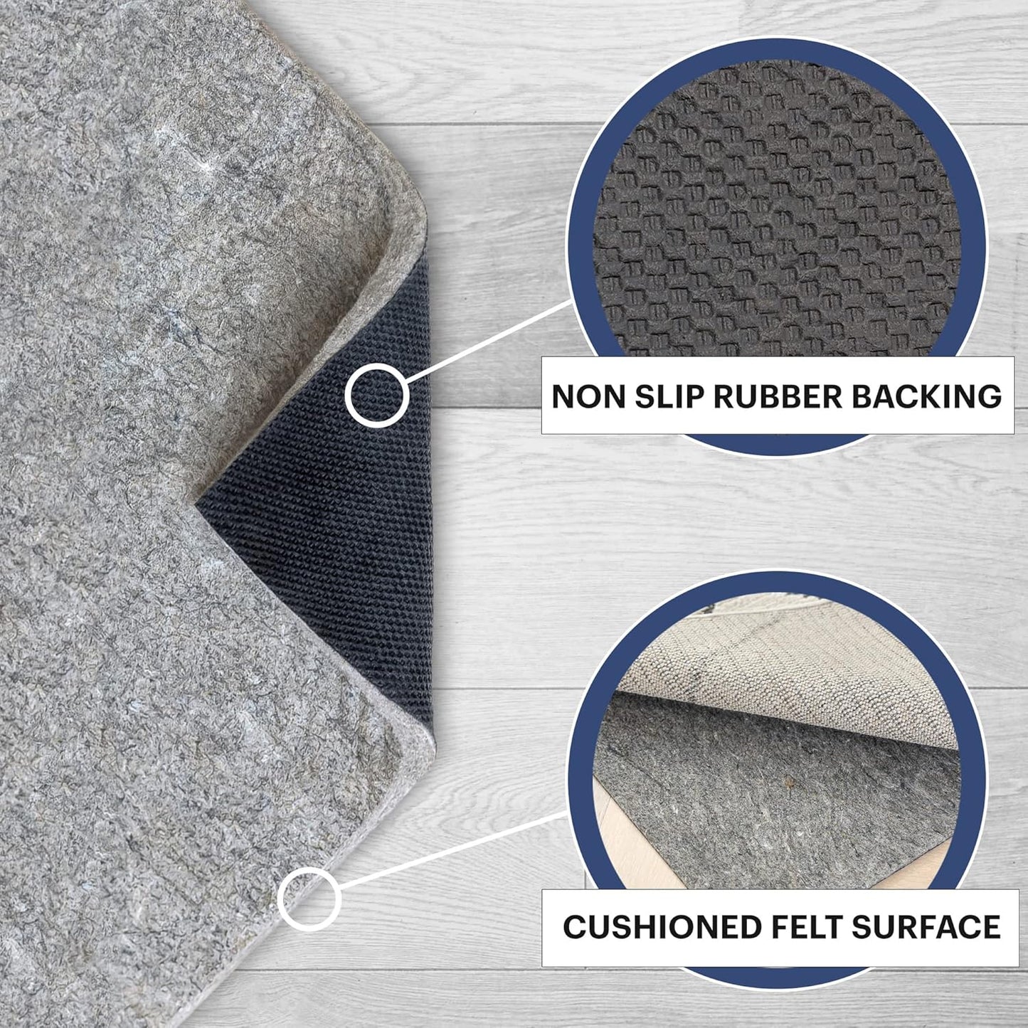 RUGPADUSA - Dual Surface - 7'x10' - 3/8" Thick - Felt + Rubber - Enhanced Non-Slip Rug Pad - Adds Comfort and Protection - for Hard Surface Floors