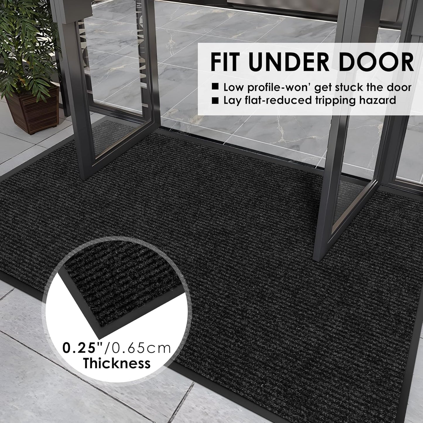 4′ x 29′ Front Door Mat Indoor Outdoor Entrance, Commercial Floor Mat Heavy Duty Dirt Trapper Entryway Doormat, Custom Size Non Slip Rubber Backing Welcome mat, Door Mat for High Traffic Area