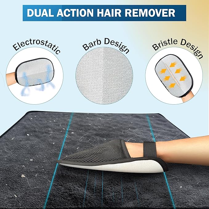 GREENWYN Pet Hair Removal Glove – Upgraded 5 Finger Reusable Electrostatic Pet Hair Remover Tool for Dogs & Cats, Removes Hair, Lint & Debris from Carpet, Couch, Car Seat & Clothing (1 Piece)