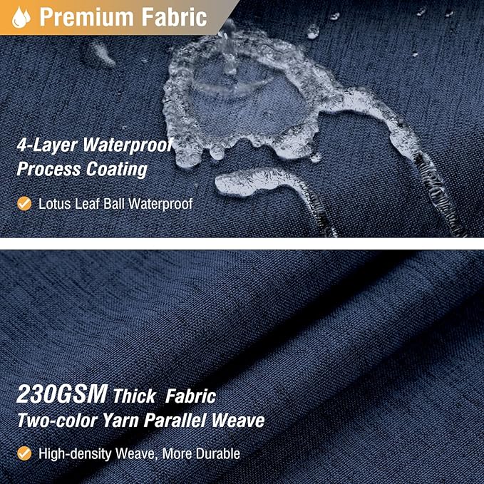 BTTN Extra Long Shower Curtain - 72x84 Inch Long Linen Textured Heavy Duty Fabric Shower Curtain Set with 12 Plastic Hooks, Tall Luxury Simple Waterproof Cloth Shower Curtains for Bathroom, Navy Blue