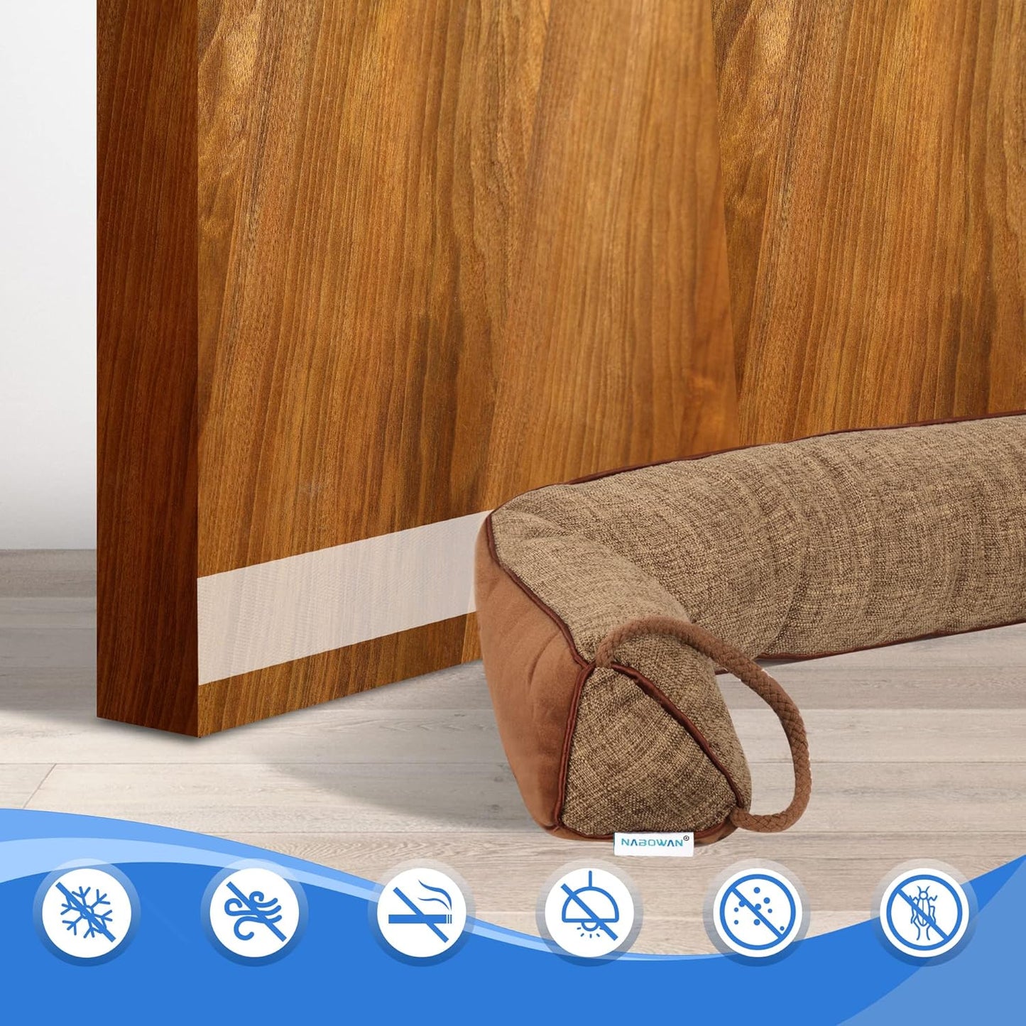 NABOWAN 38" Weighted Under Door Draft Stopper -Triangular Door Draft Blocker with Hook Loops for Easy Install, Save Energy, Home Room Essentials