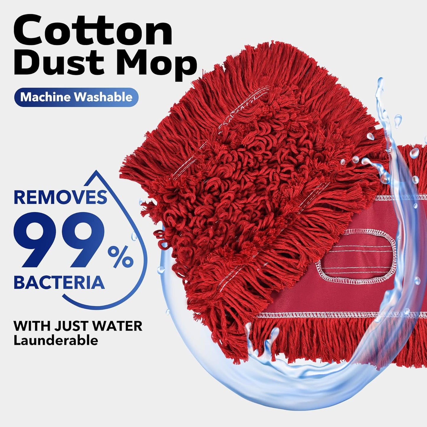 Matthew Cleaning 36'' Industrial Strength Cotton Dust Mop Refill Washable Replacement Heads for Residential & Commercial Use Fit Standard Dust Mop Frames, Hardwood, Concrete Floors Red 6 Pack