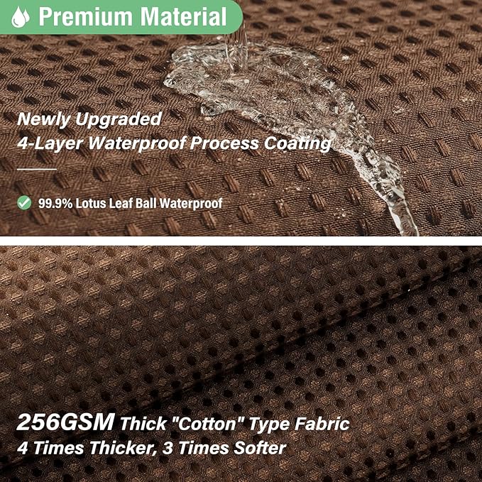 Dynamene Extra Wide Shower Curtain-108 Inch Wide Waffle Weave Weighted Thick Cloth Bathroom Shower Curtain, Neutral Heavy Duty Hotel Bath Curtain Set with 18 Plastic Hooks,108x72, Brown