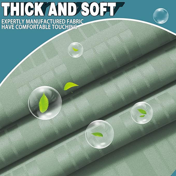 Conbo Mio Stall No Hook Sage Green Shower Curtain with Snap in Liner Set, Hotel Luxury Shower Curtains for Bathroom with See Through Top Window, Waterproof, Washable 36W x 74H