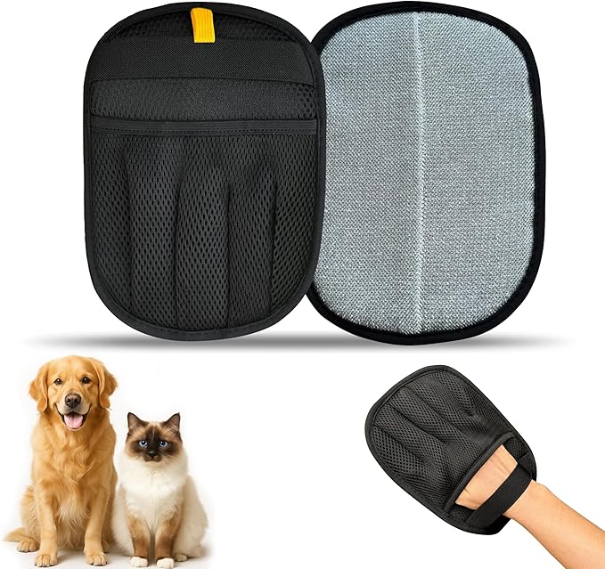 GREENWYN Pet Hair Removal Glove – Upgraded 5 Finger Reusable Electrostatic Pet Hair Remover Tool for Dogs & Cats, Removes Hair, Lint & Debris from Carpet, Couch, Car Seat & Clothing (1 Piece)