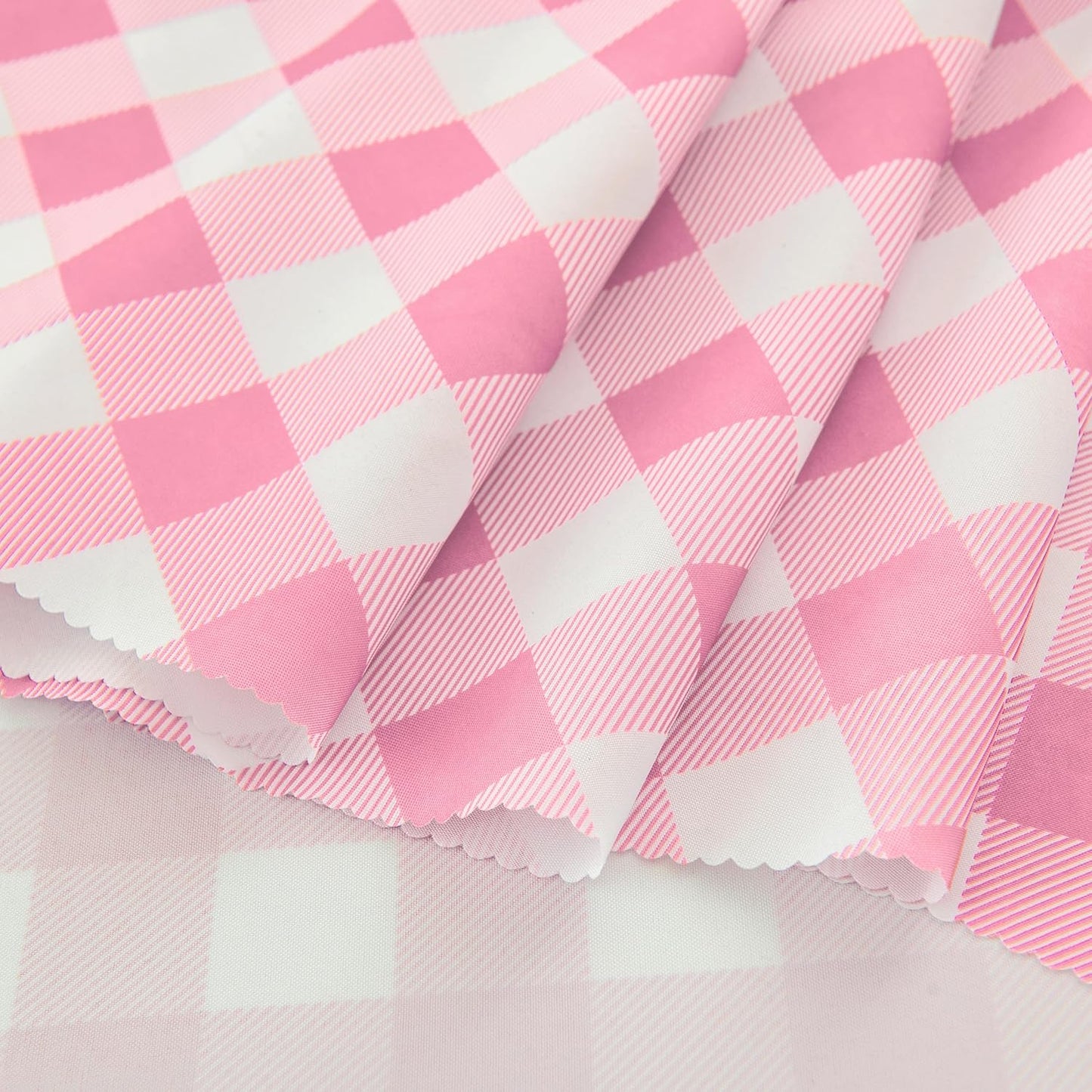 Waterproof Plaid Tablecloth Fabric - Round 70 Inch Classic Gingham Checker Table Cloth for Indoor/Outdoor Use - Buffalo Table Cover for Picnics, BBQs, and Parties