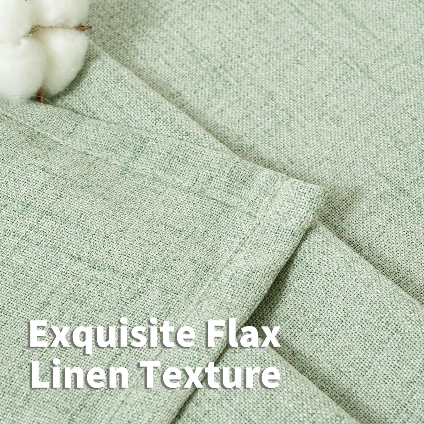 YoungsTex Sage Green Curtains 72 Inch Length for Living Room, Semi Sheer Linen Drapes Light Filtering with Back Tab Rod Pocket for Bedroom Farmhouse Spring Decor, 42 X 72 Inch, 2 Panels