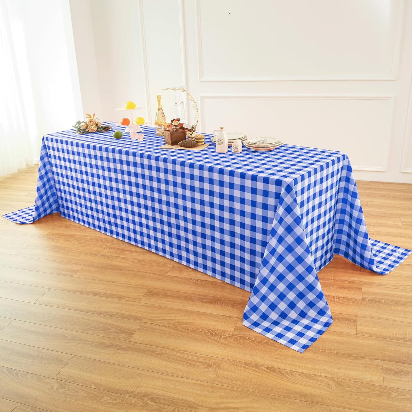 Classic Gingham Buffalo Tablecloth Fabric - Oblong 90x156 Inch Water Proof Checkered Table Cloth for Indoor Outdoor - Table Cover for Birthday, Picnics, BBQs, and Parties
