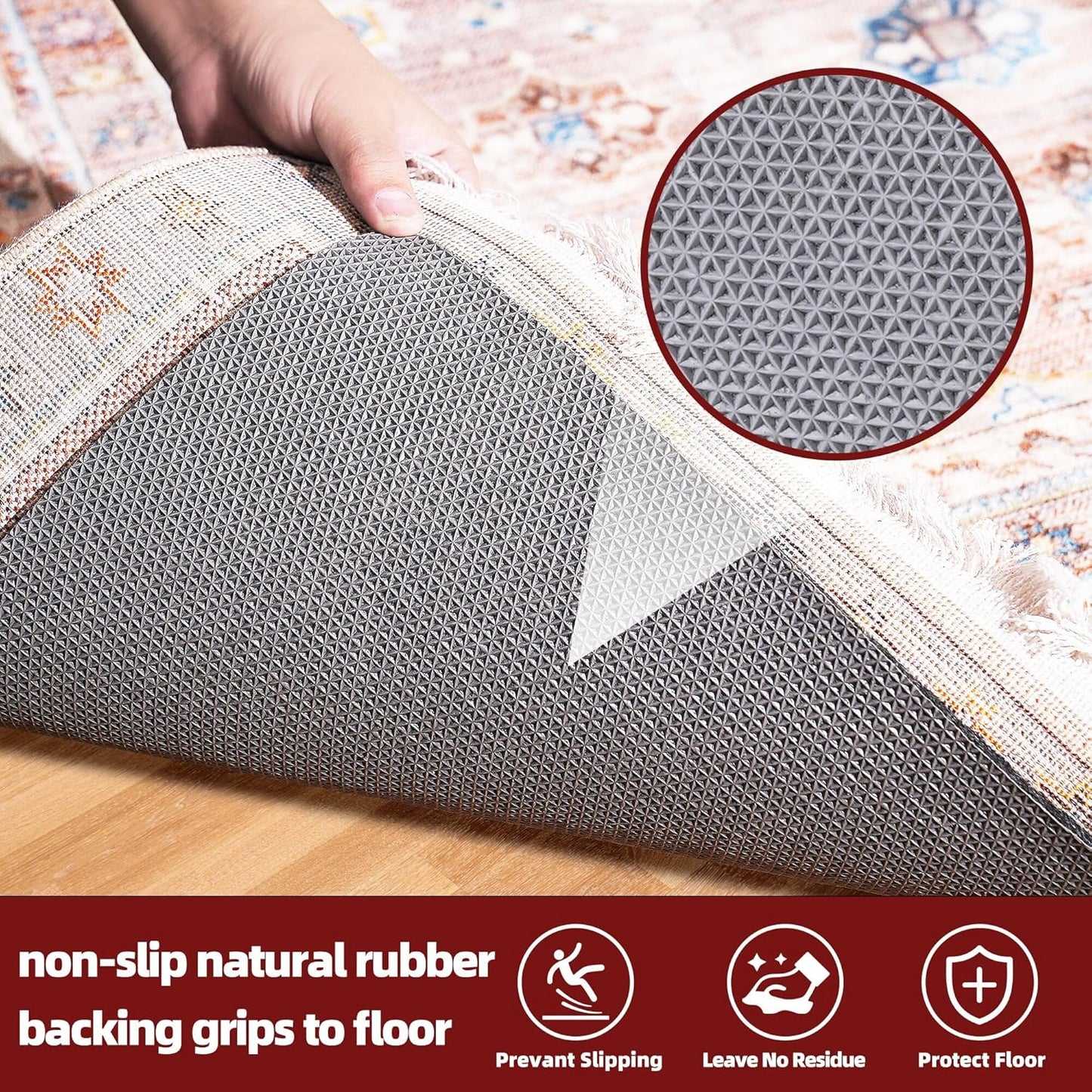 BAGAIL Felt and Natural Rubber Backing Rug Pads 1/8” Thick, 4 x 6 Ft Non Slip Rug Gripper Keep Rugs in Place, Under Area Rug Protective Cushioned Pads, Carpet Runners, Hardwood Floors Protection
