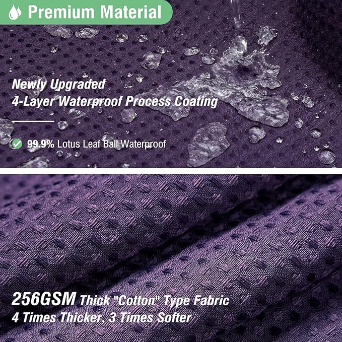 Dynamene Extra Wide Shower Curtain - 108 Inch Wide Waffle Weave Weighted Thick Cloth Bathroom Shower Curtain, Neutral Heavy Duty Hotel Bath Curtain Set with 18 Plastic Hooks,108x72, Purple