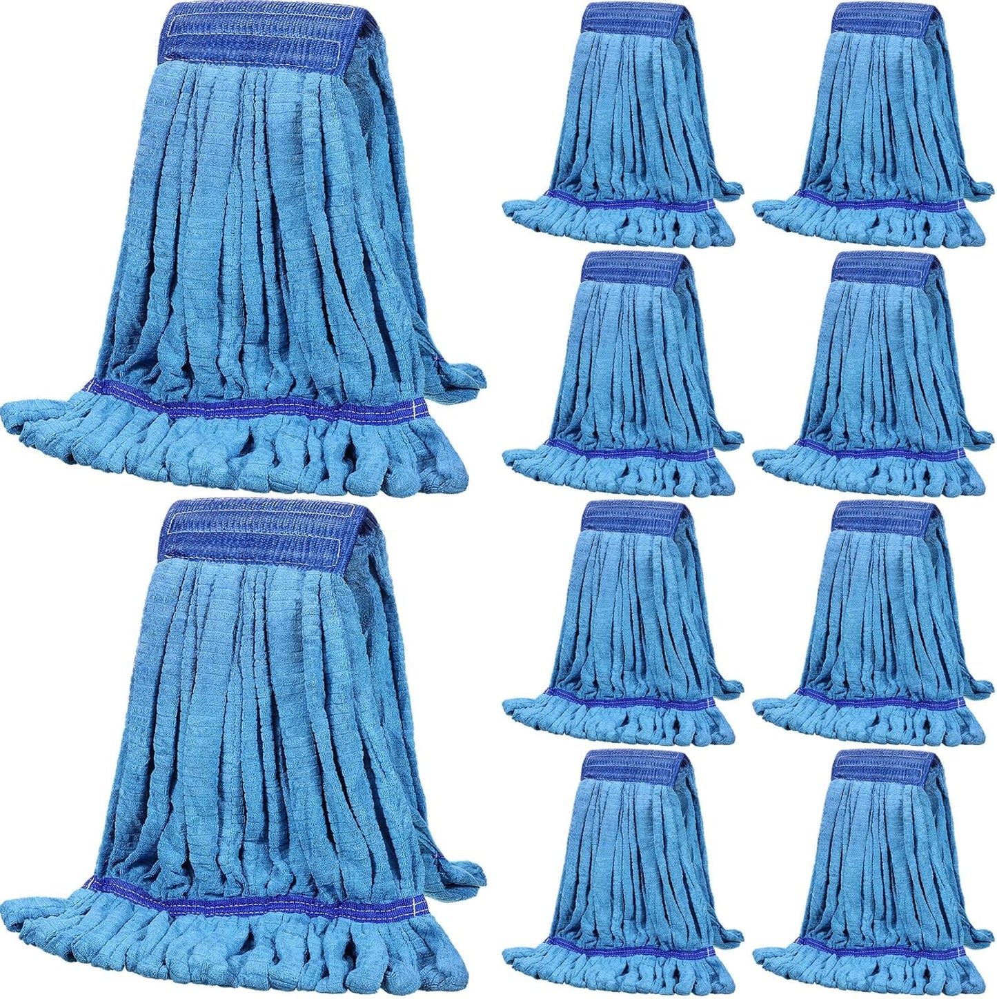 Lallisa 10 Pcs Commercial Mop Head Replacement Tube Microfiber Mop Heads for Floor Cleaning Industrial Mop Heads Looped End Wet Mop Head Refill for Home Commercial Industrial Use (Blue,14 oz)
