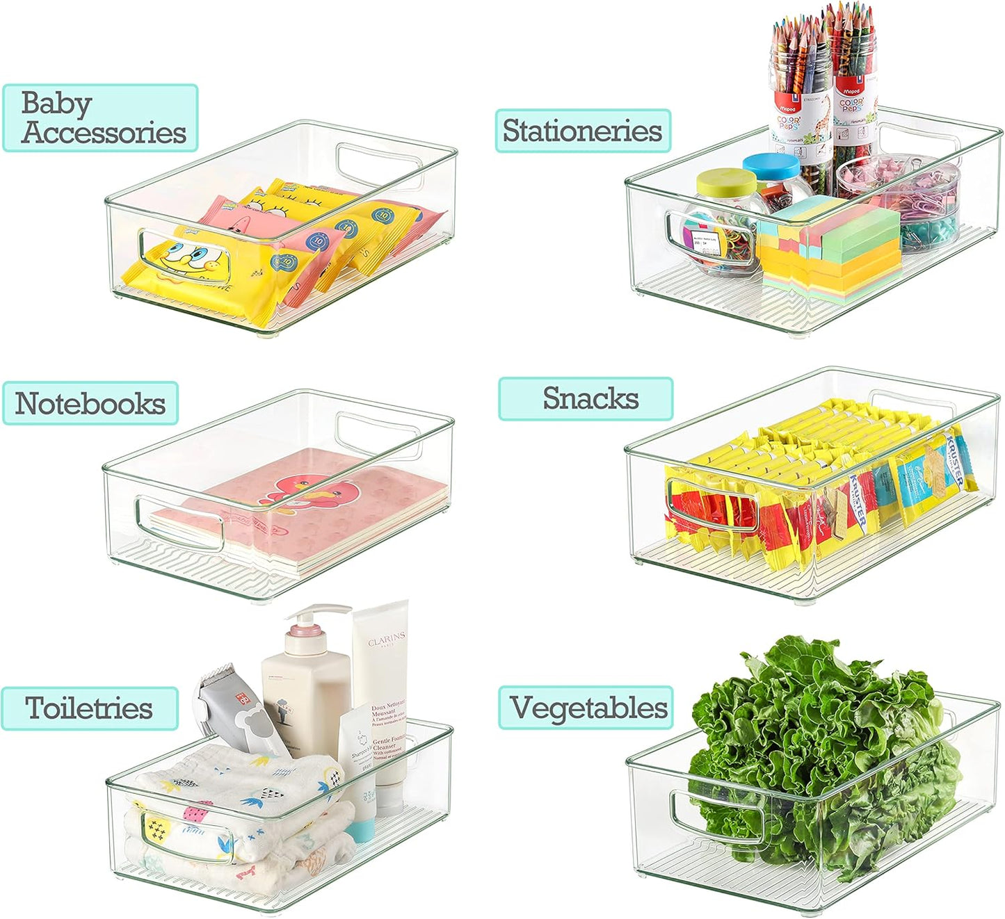 Set of 8 Clear Fridge Organizer Bins, Stackable Refrigerator Organizers and Storage for Fridge, Freezer, Pantry, BPA Free