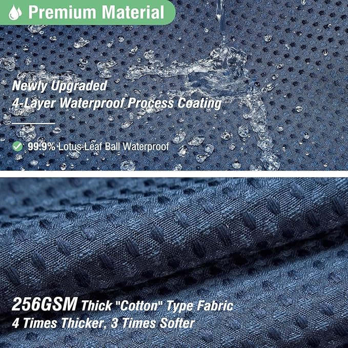 Dynamene Stall Fabric Shower Curtain - 36x72 Waffle Weave Weighted Cloth Shower Curtains for Bathroom, Neutral Heavy Duty Hotel Spa Luxury Bath Curtain Set with 6 Plastic Hooks,Navy Blue