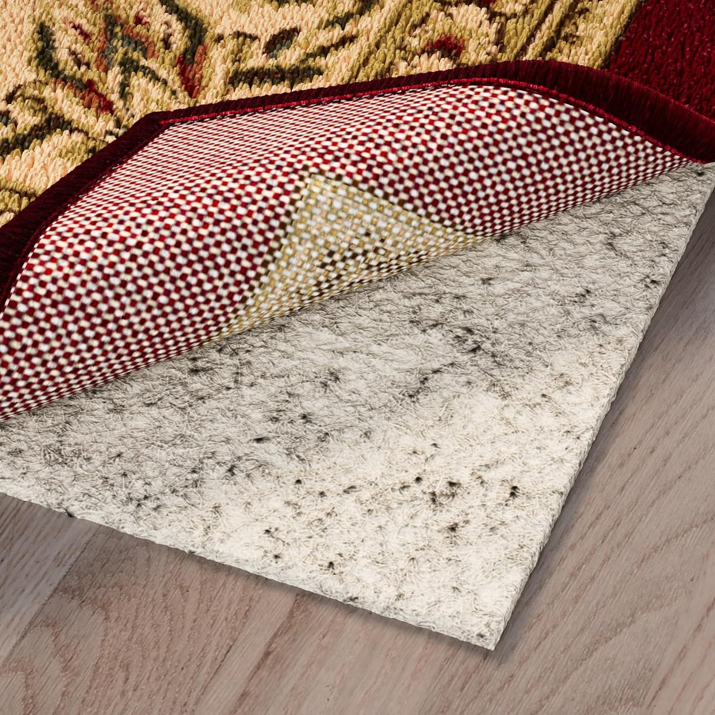 Ottomanson 2'7" x 7' Non-Slip Rug Pad Gripper 1/12 Inch Ultra Thin Dual Surface Felt + Rubber Gripper - Safe for All Floors, Cream