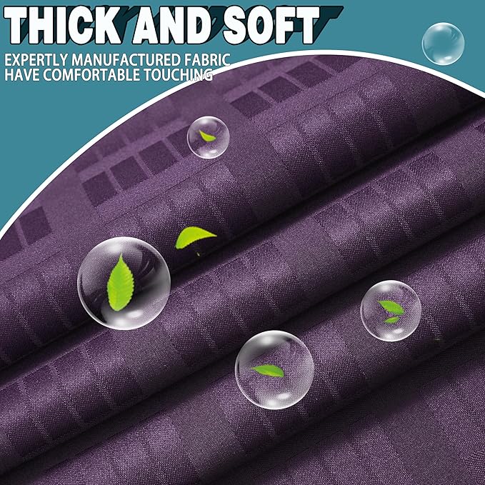 Conbo Mio Extra Wide No Hook Shower Curtain with Snap in Liner Set, 108" x 74" Hotel Luxury Purple Shower Curtains for Bathroom with See Through Top Window, Waterproof, Washable 108W x 74H