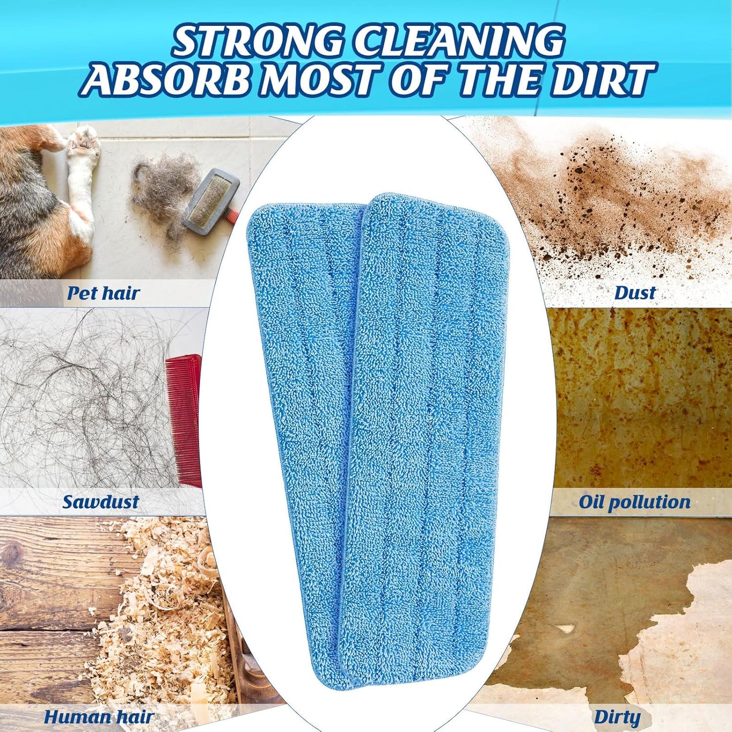 36 Pcs Microfiber Mop Pads Machine Washable Cleaning Flat Mop Head Replacement Reusable Household Pads for Hardwood and Hard Surface Floor Cleaning and Scrubbing