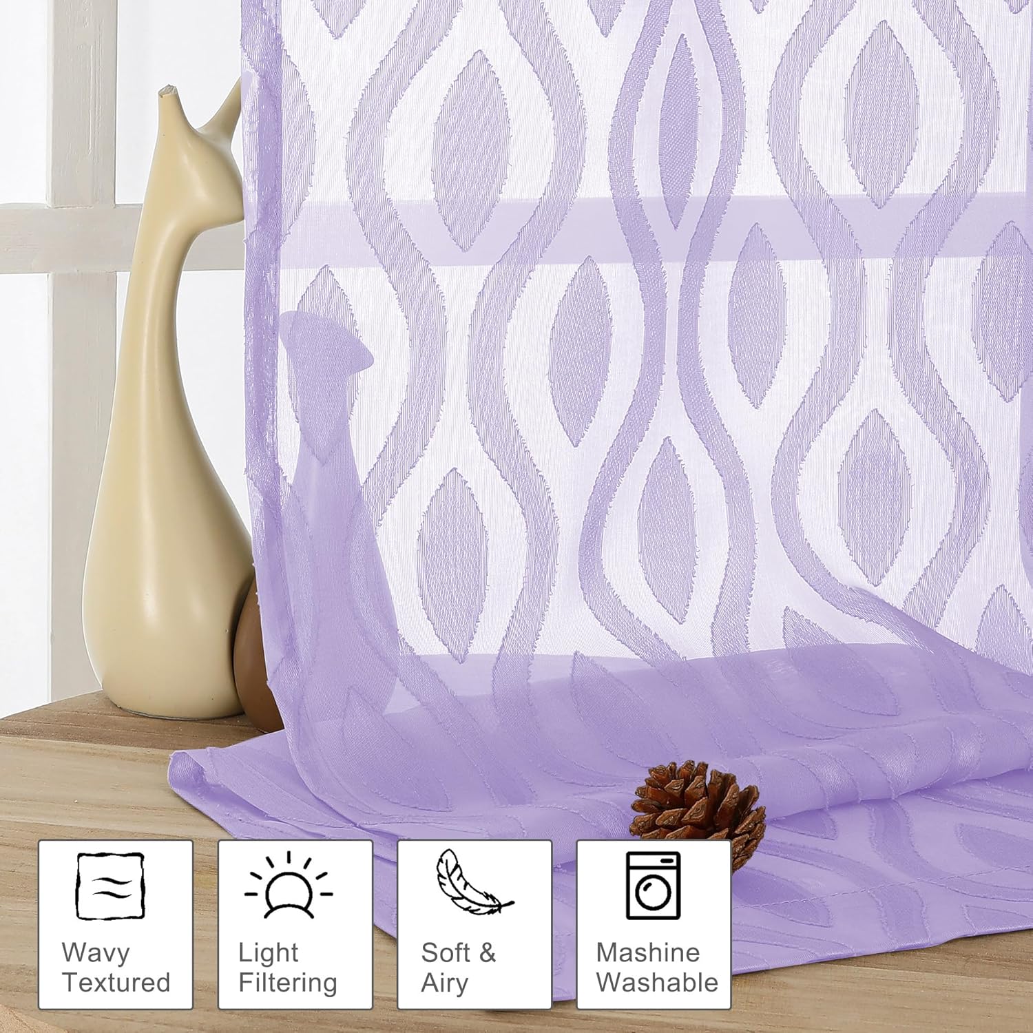 Aiyufeng Lavender Sheer Curtains Tiers 36 Inch Length, Light Filtering –  Mop and Plus, image size:1500x1500
