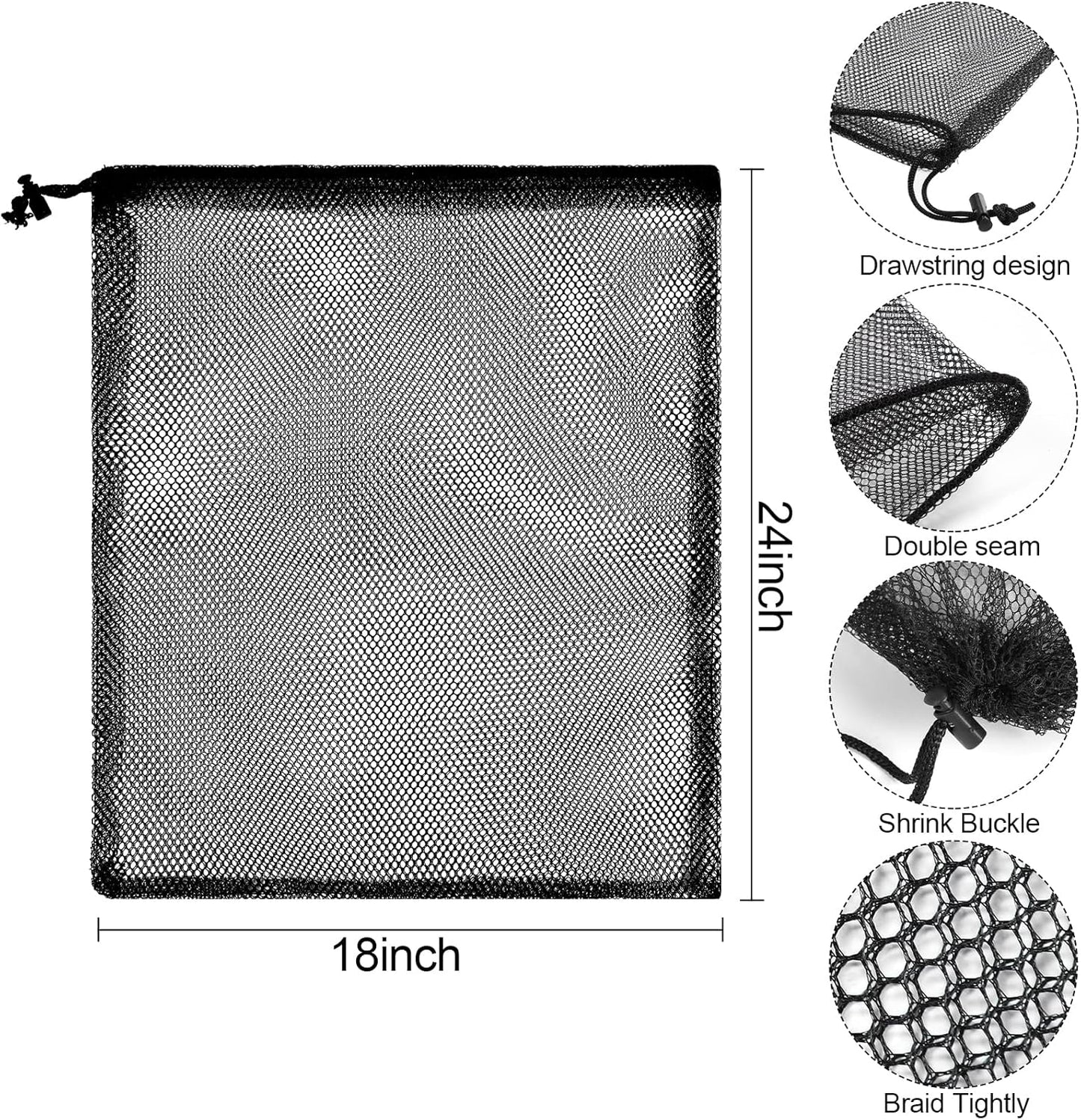 iMucci 18"X24" 12Pcs Mesh Laundry Drawstring Bag Nylon Drawstring Gym Bag with Cord Lock Closure