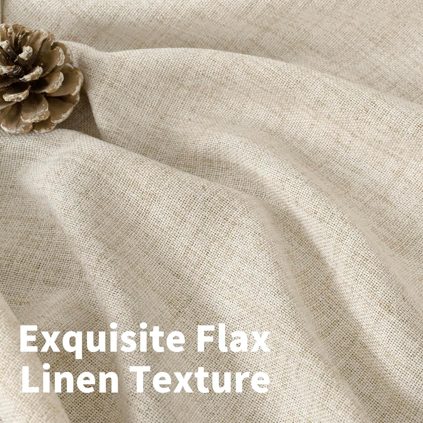 YoungsTex Extre Long Linen Curtains 102 Inch Length for Living Room, Semi Sheer Window Drapes with Rod Pocket Back Tab Light Filtering for Farmhouse Bedroom, 2 Panels, 52 X 102 Inch