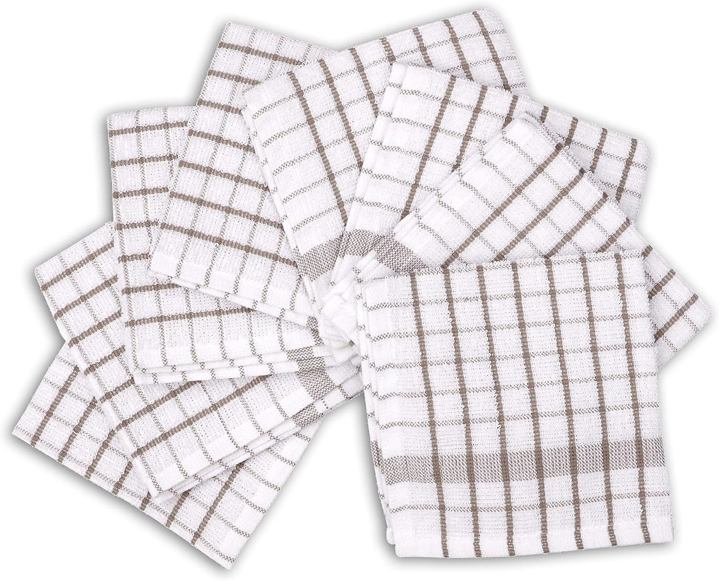 AMOUR INFINI Kitchen Dish Cloths Set of 8 - Ultra Soft, Highly Absorbent, Quick-Drying Terry Cotton Dishcloths 12"x12" Inch Wash & Cleaning Cloths for Kitchen & Dishwashing (Beige)