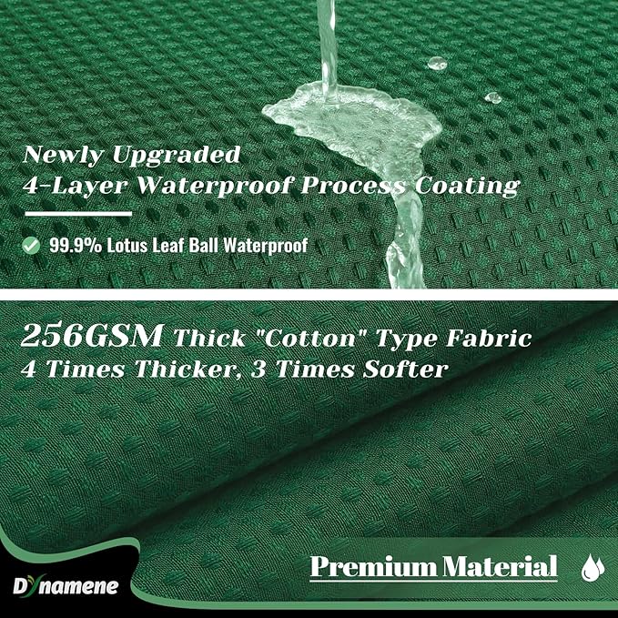Dynamene Stall Fabric Shower Curtain - 54x78 inch Long Waffle Weave Weighted Thick Cloth Shower Curtains for Bathroom,Heavy Duty Hotel Spa Luxury Bath Curtain Set with 10 Plastic Hooks, Dark Green